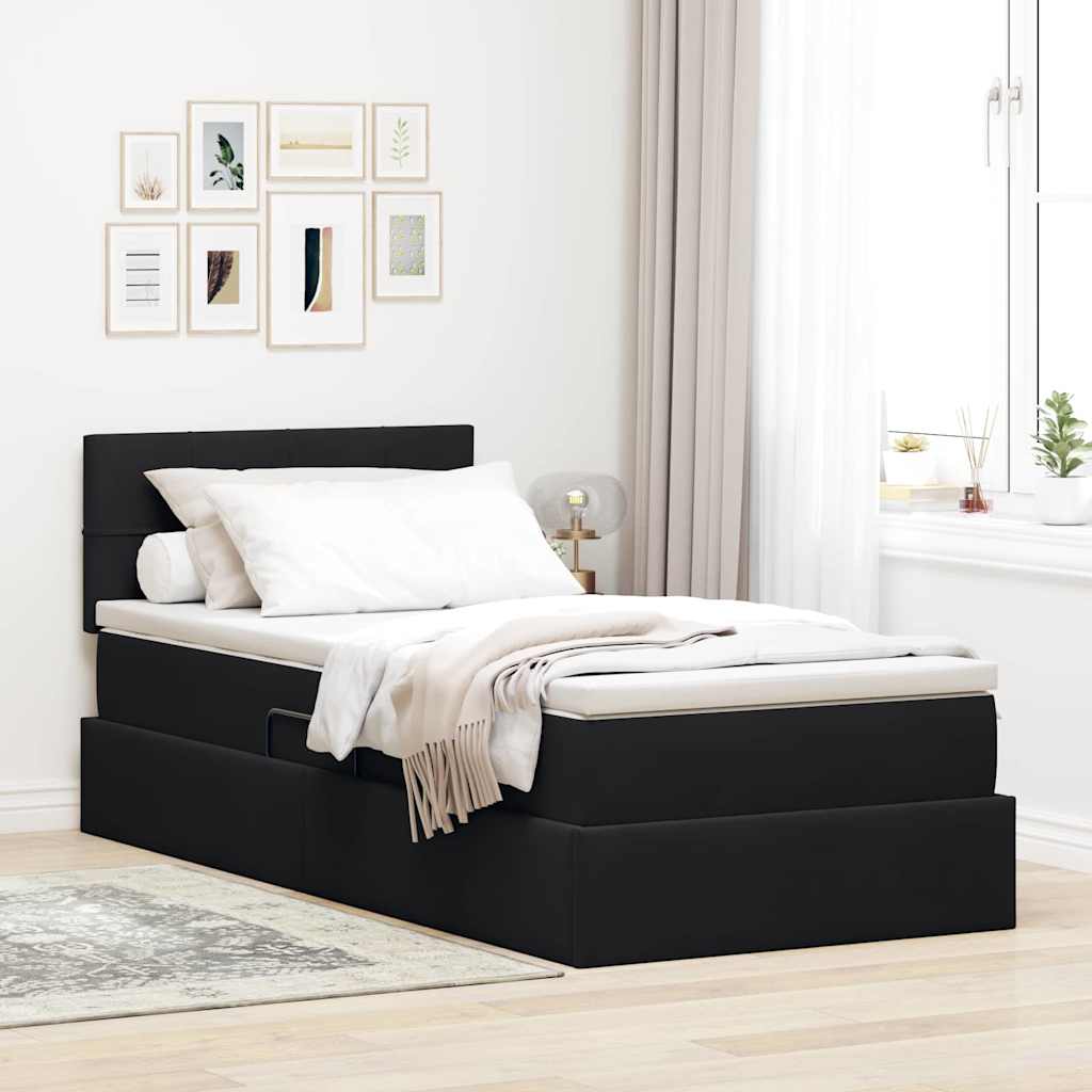 Opbergbed met LED met matras met LED Zwart 90 x 200 cm Fluweel is nu te koop bij PeponiXL, paradijselijk wonen!