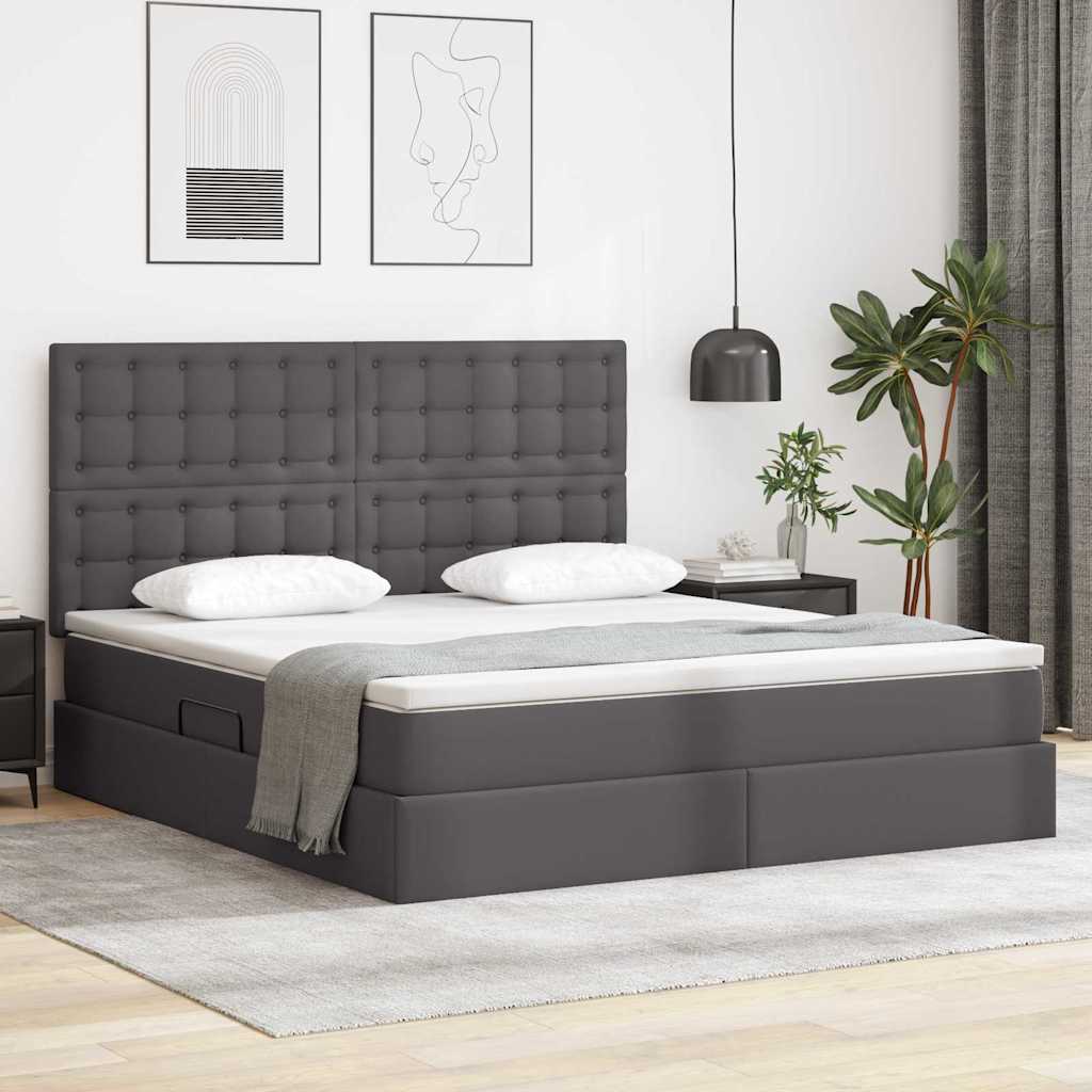 Opslag bed met matras met opslag Grijs 160 x 200 cm Nep Leer is nu te koop bij PeponiXL, paradijselijk wonen!