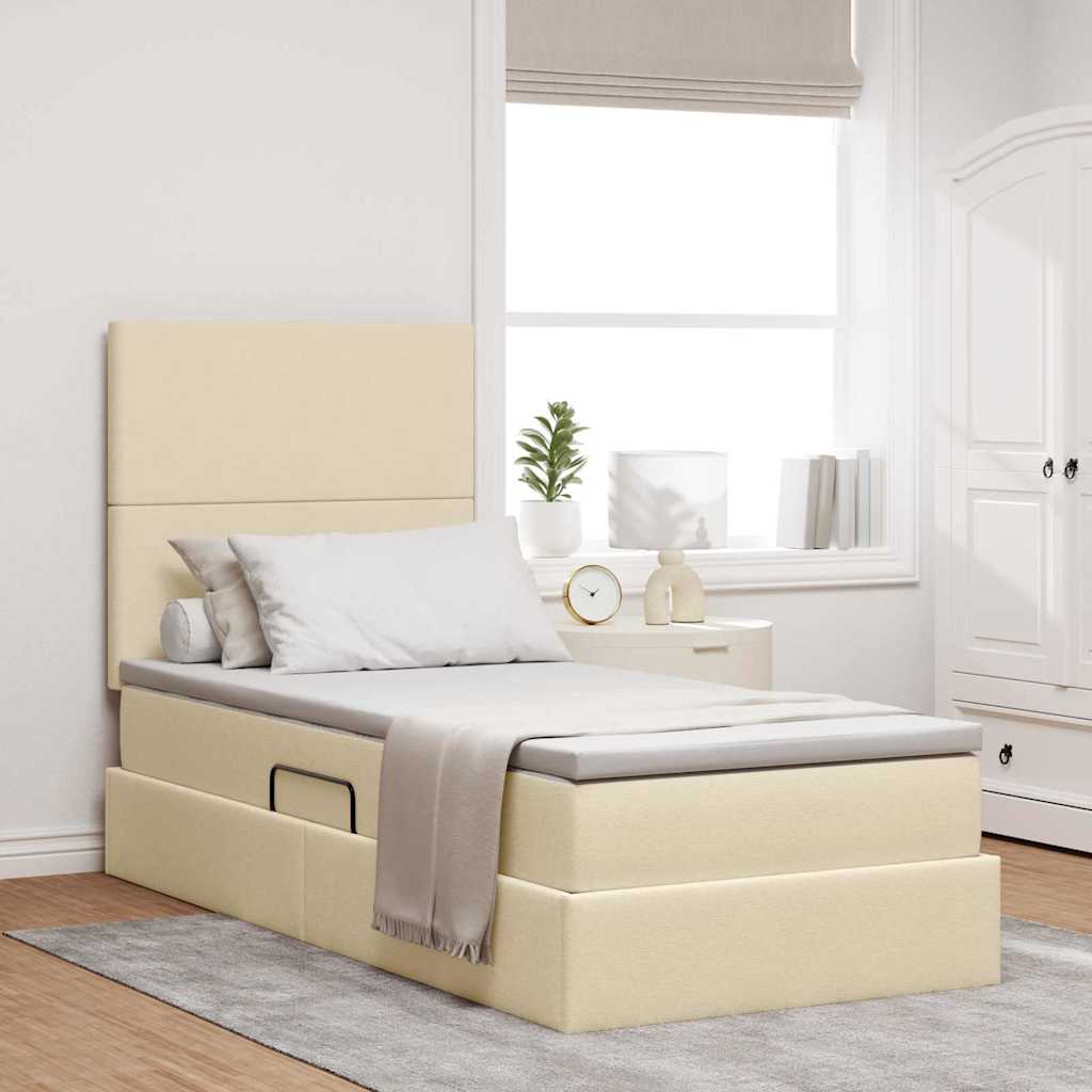 Opslag bed met matras met matras Crème 100 x 200 cm Polyester is nu te koop bij PeponiXL, paradijselijk wonen!