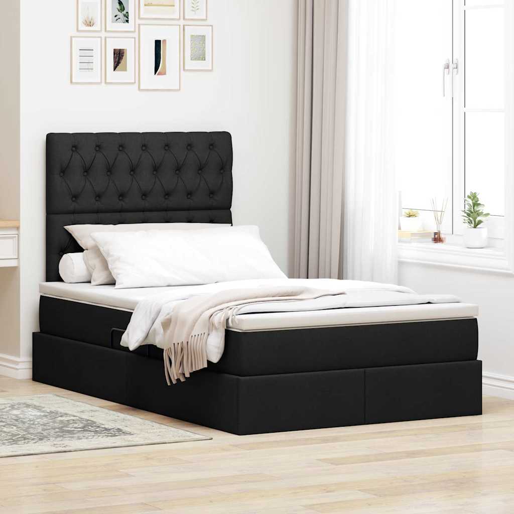 Opslag bed met matras met matras Zwart 120 x 200 cm Polyester is nu te koop bij PeponiXL, paradijselijk wonen!