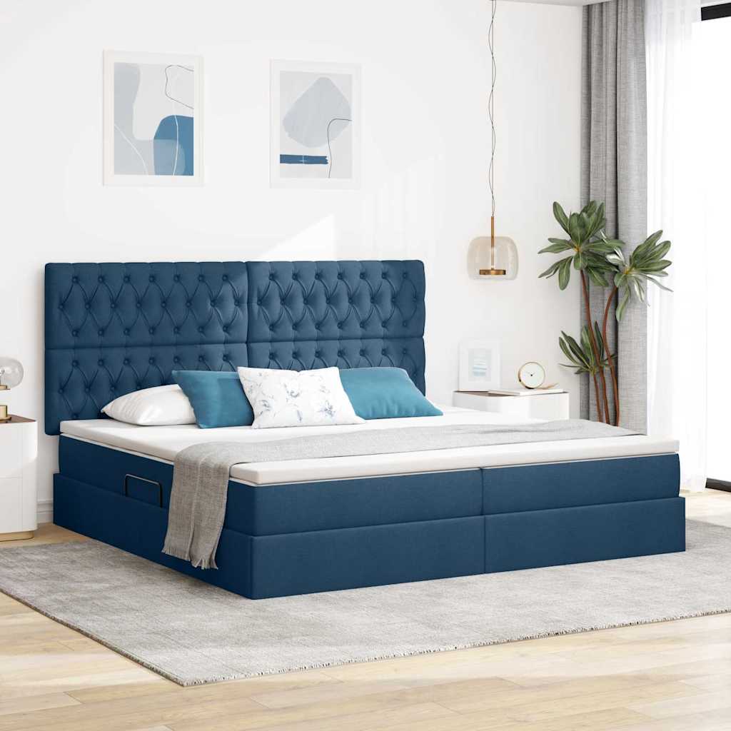 Opslag bed met matras met matras Blauw 200 x 200 cm Polyester is nu te koop bij PeponiXL, paradijselijk wonen!