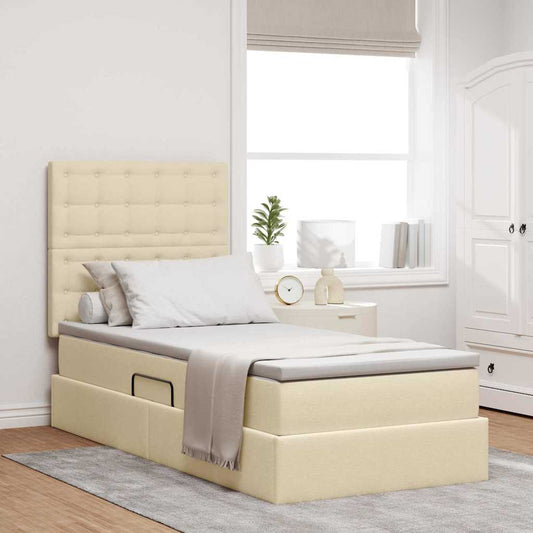 Opslag bed met matras met matras Crème 90 x 190 cm Polyester is nu te koop bij PeponiXL, paradijselijk wonen!