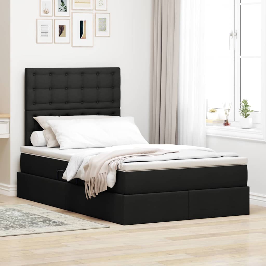 Opslag bed met matras met matras Zwart 120 x 200 cm Polyester is nu te koop bij PeponiXL, paradijselijk wonen!