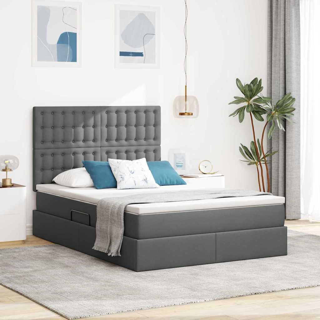 Opslag bed met matras Donkergrijs 140 x 200 cm Polyester is nu te koop bij PeponiXL, paradijselijk wonen!