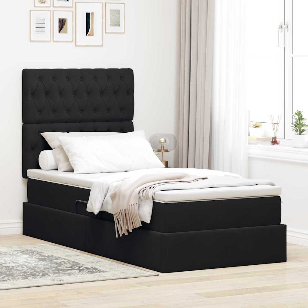 Opslag bed met matras met matras Zwart 100 x 200 cm Fluweel is nu te koop bij PeponiXL, paradijselijk wonen!