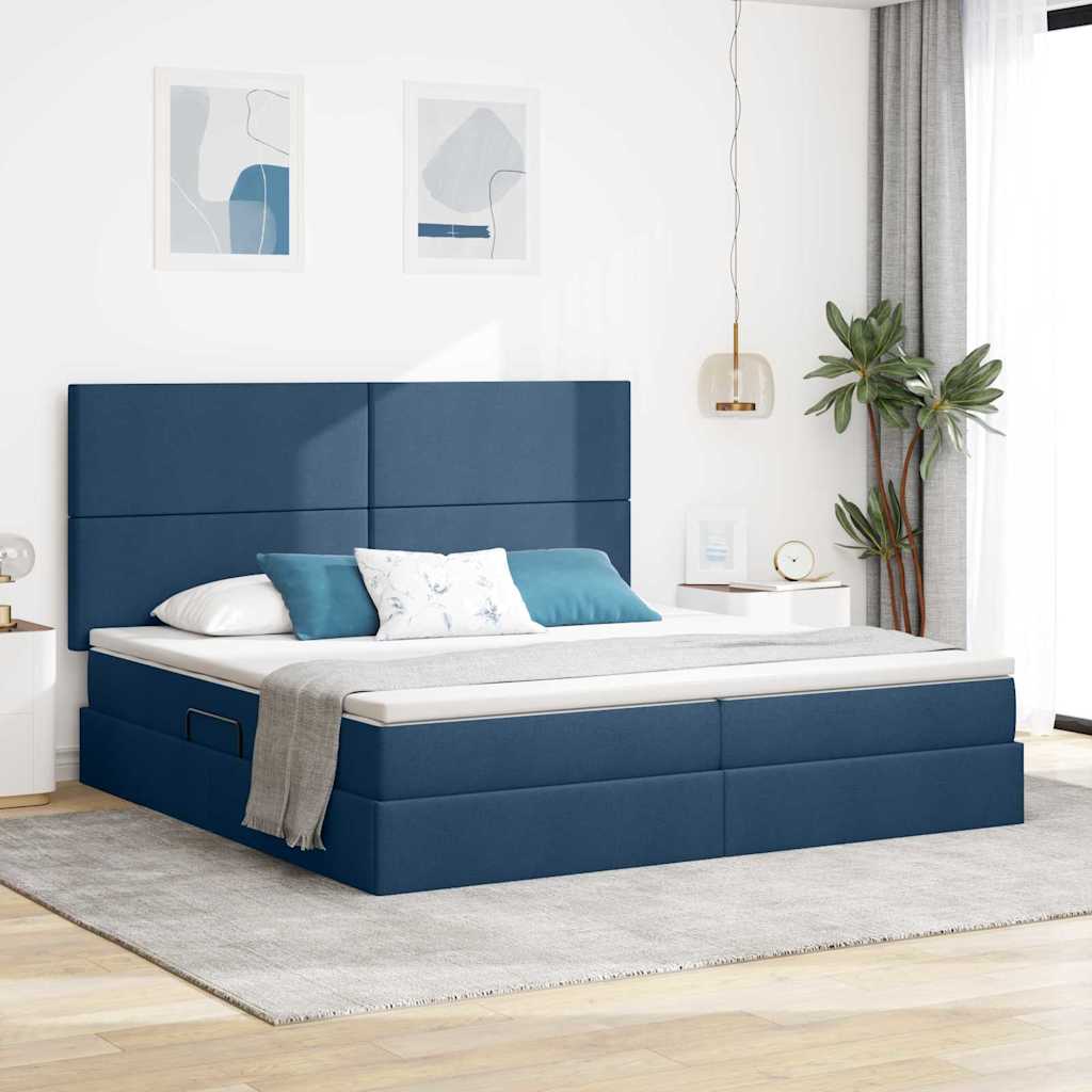 Opbergbed met LED met matras Blauw 200 x 200 cm Polyester is nu te koop bij PeponiXL, paradijselijk wonen!