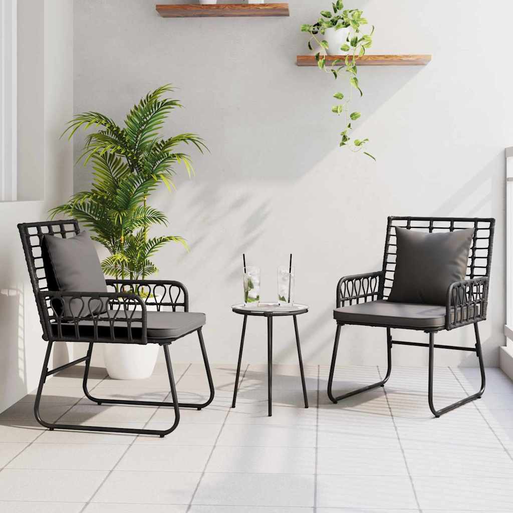 Tuin eettafelset 3 pcs Zwart en Anthraciet poly rattan is nu te koop bij PeponiXL, paradijselijk wonen!