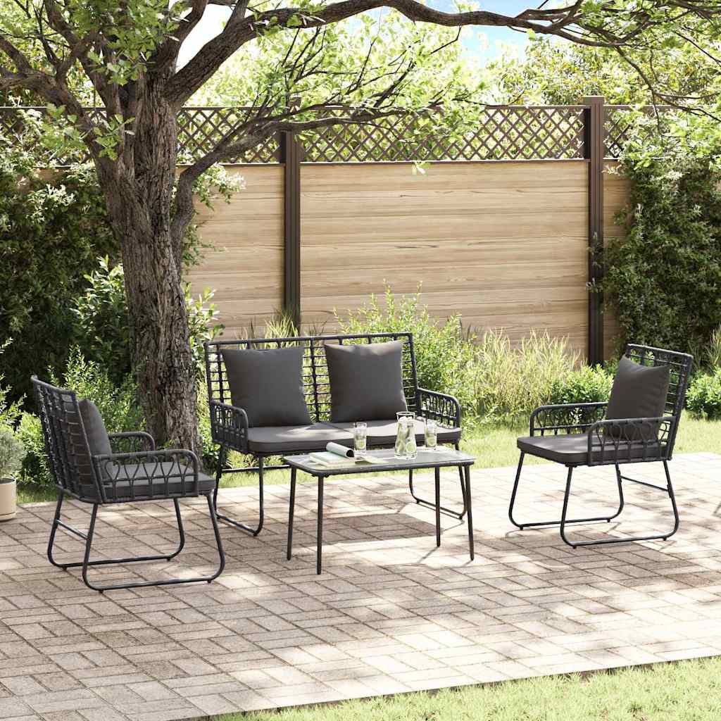 Tuin eettafelset 3 pcs Zwart en Anthraciet poly rattan is nu te koop bij PeponiXL, paradijselijk wonen!