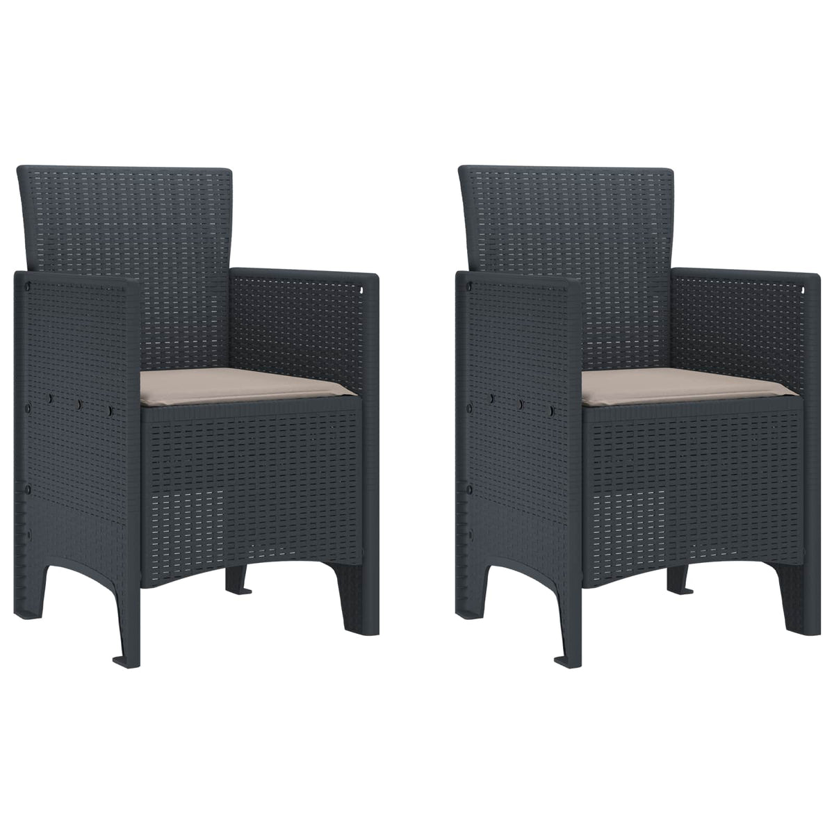 Tuinstoel 2 pcs Antraciet 53 x 49 x 85 cm Polypropyleen is nu te koop bij PeponiXL, paradijselijk wonen!