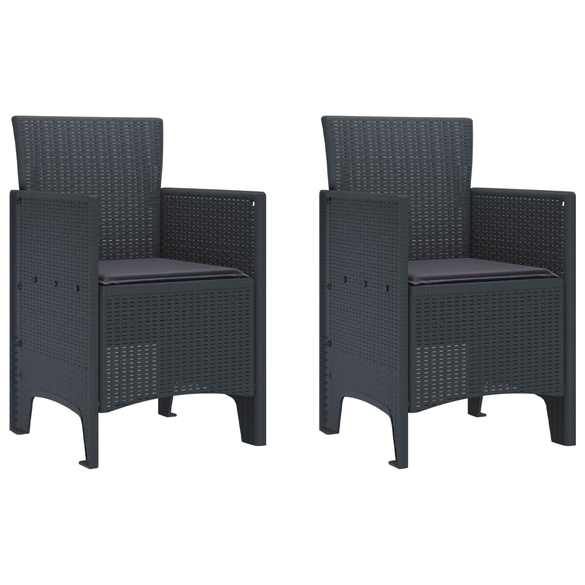 Tuinstoel 2 pcs Antraciet 53 x 49 x 85 cm Polypropyleen is nu te koop bij PeponiXL, paradijselijk wonen!