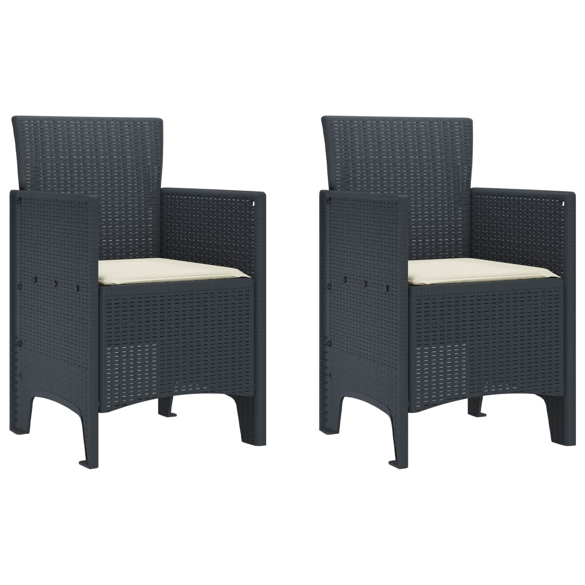 Tuinstoel 2 pcs Antraciet 53 x 49 x 85 cm Polypropyleen is nu te koop bij PeponiXL, paradijselijk wonen!