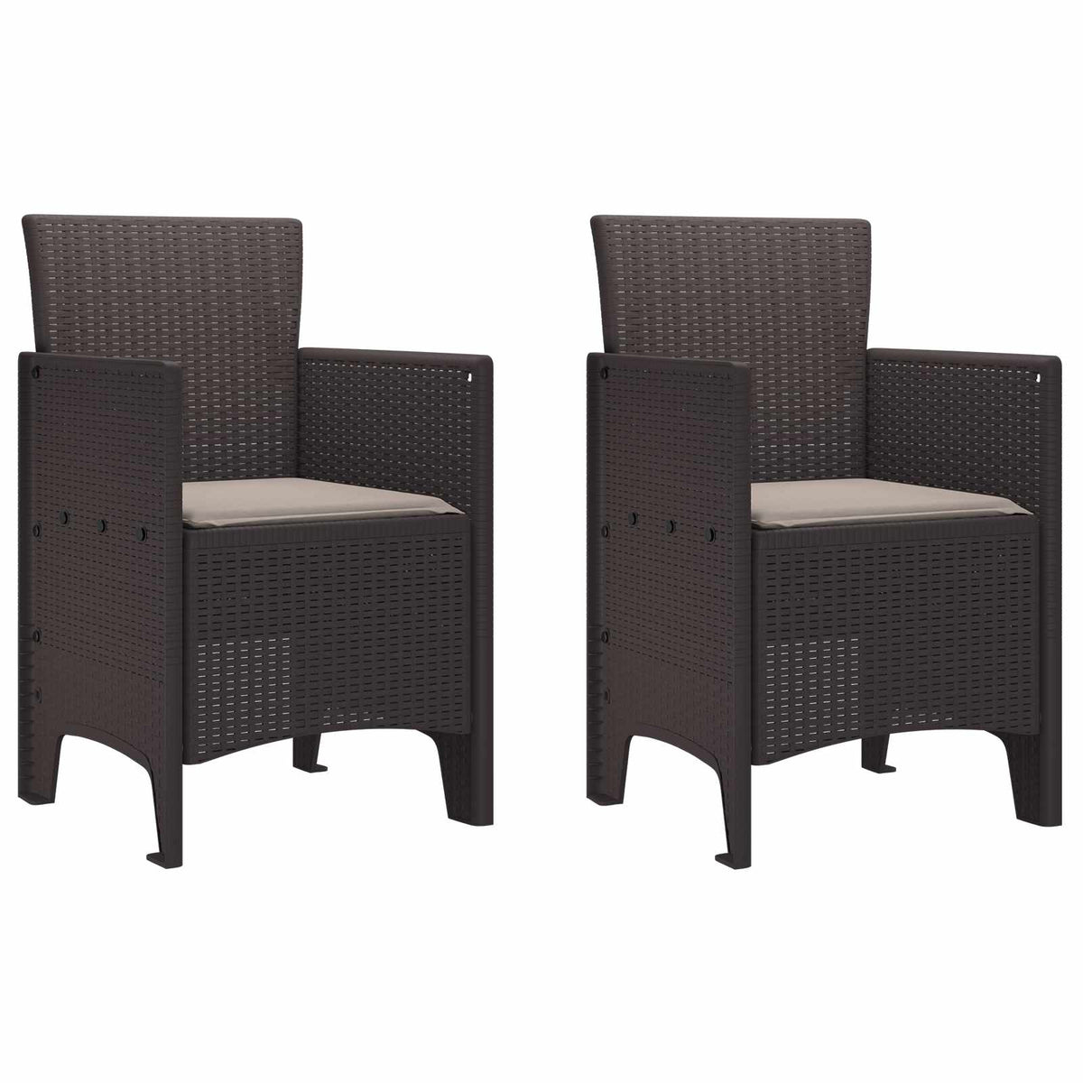 Tuinstoel met kussen 2 pcs Bruin 53 x 49 x 85 cm Polypropyleen is nu te koop bij PeponiXL, paradijselijk wonen!