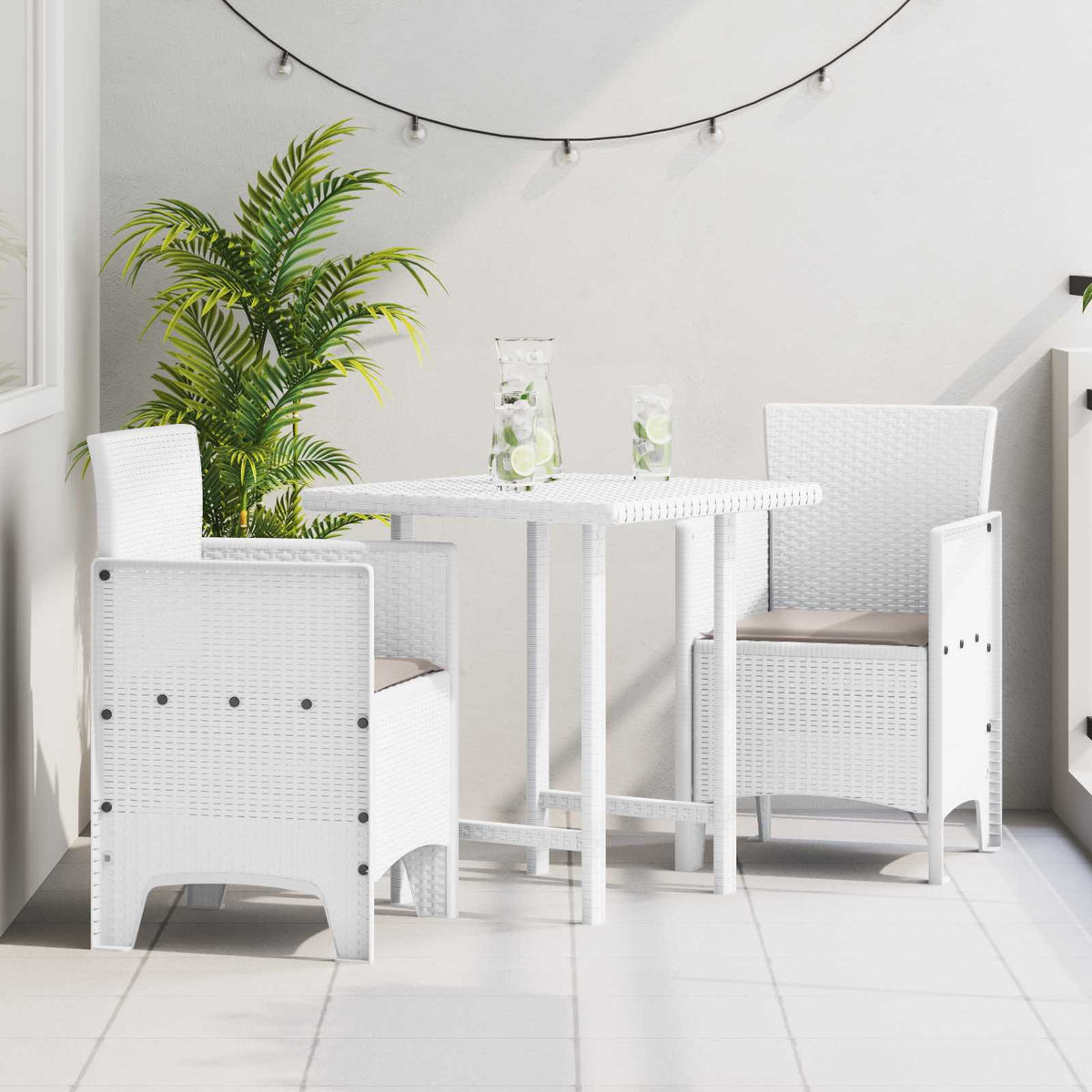 Tuinstoel met kussen 2 pcs Wit 53 x 49 x 85 cm Polypropyleen is nu te koop bij PeponiXL, paradijselijk wonen!