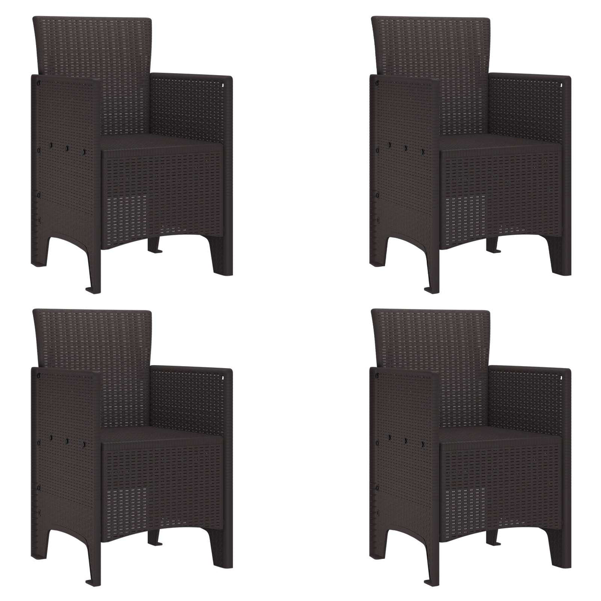 Tuinstoel met kussen 4 pcs Bruin 53 x 49 x 85 cm Polypropyleen is nu te koop bij PeponiXL, paradijselijk wonen!