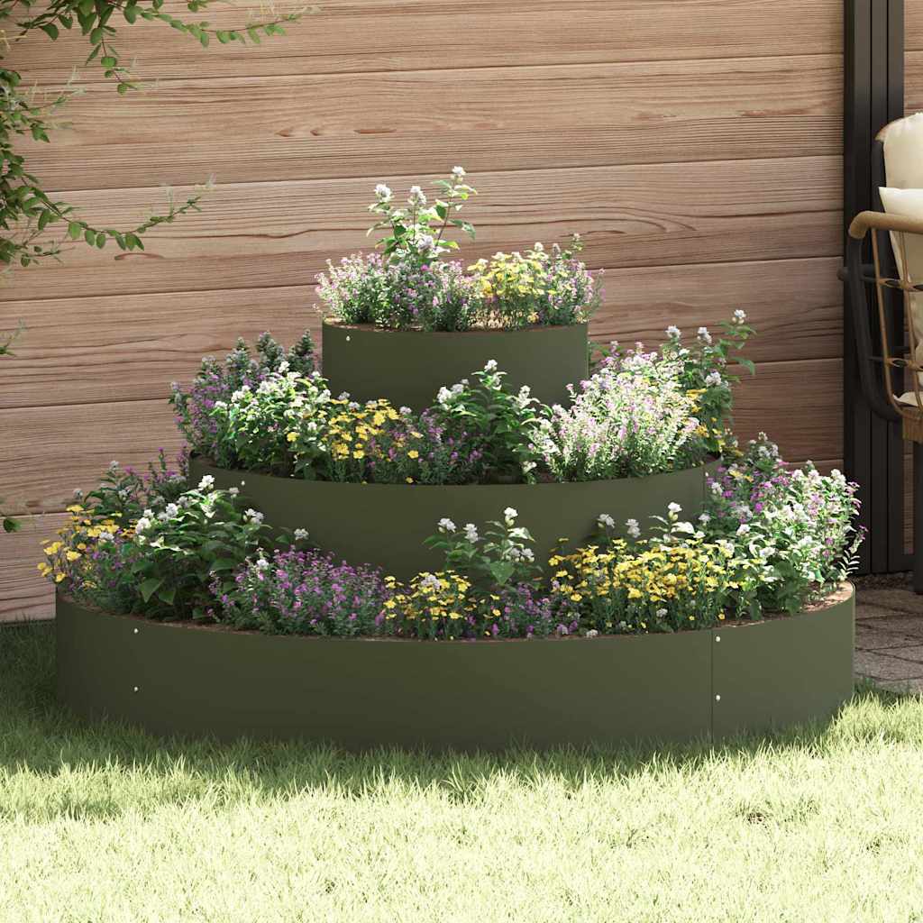 vidaXL Plantenbak Olijf Groen 120 x 120 x 20 cm Koudgewalst staal