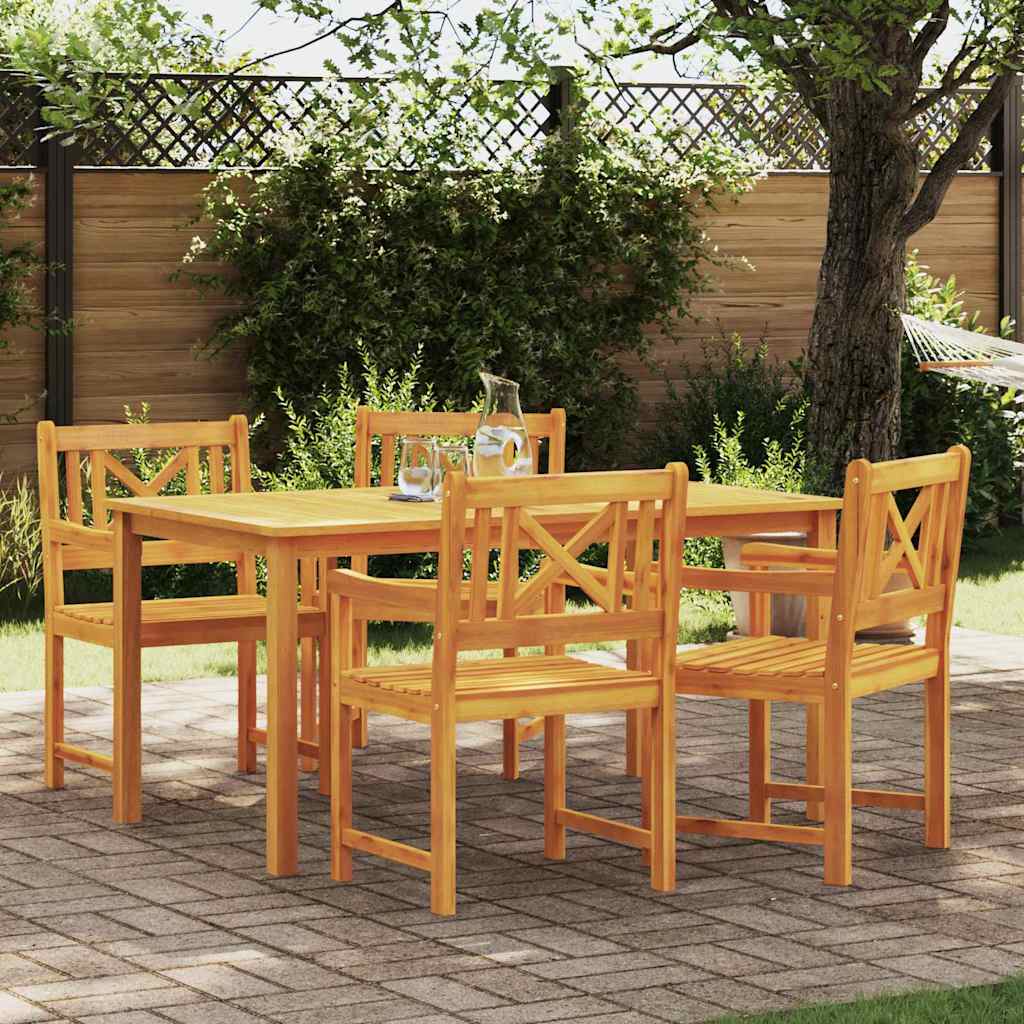 Tuin eettafelset 5 pcs Bruin Massief Acaciahout is nu te koop bij PeponiXL, paradijselijk wonen!