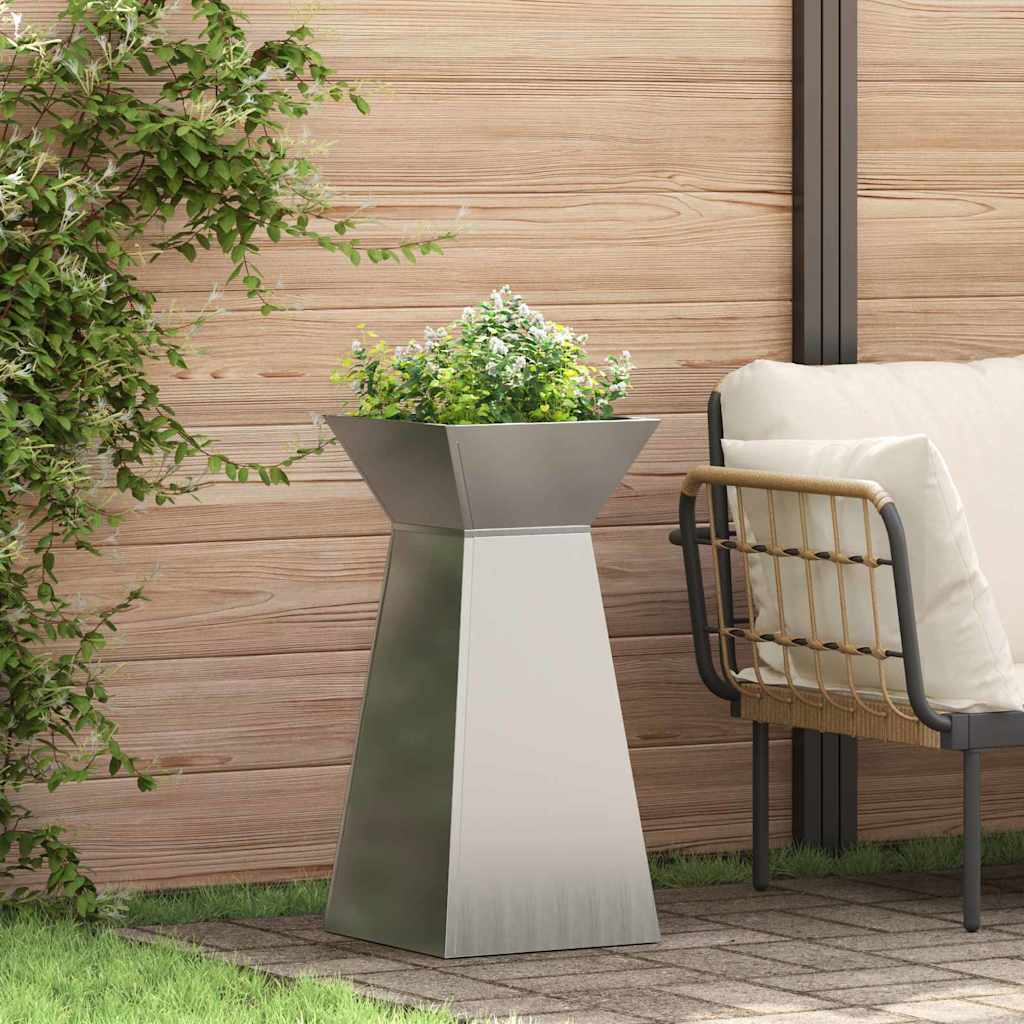 Pilaar Plantenbak 2 pcs Zilver 35 x 35 x 73 cm is nu te koop bij PeponiXL, paradijselijk wonen!