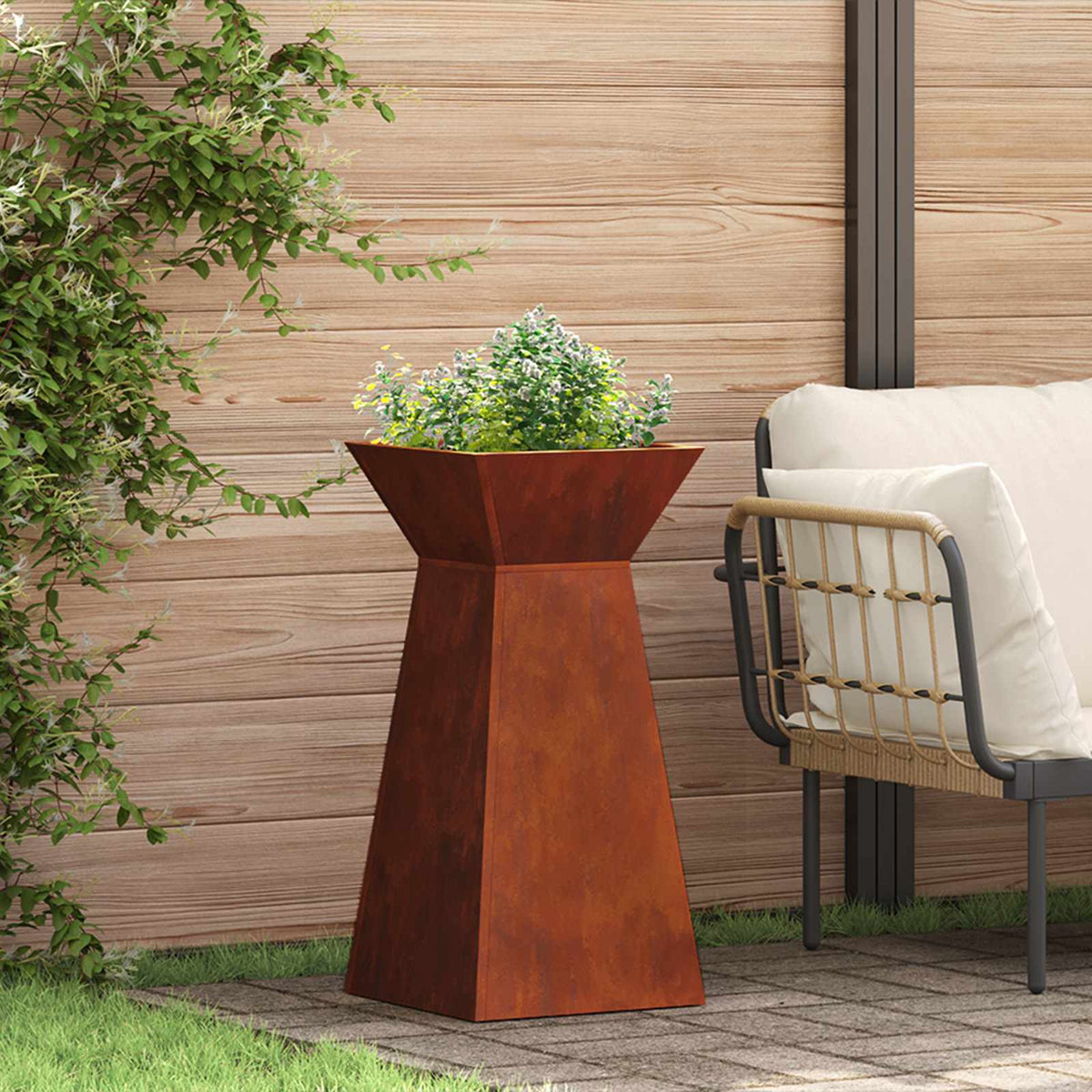 Pilaar Plantenbak 2 pcs Zilver 35 x 35 x 73 cm is nu te koop bij PeponiXL, paradijselijk wonen!
