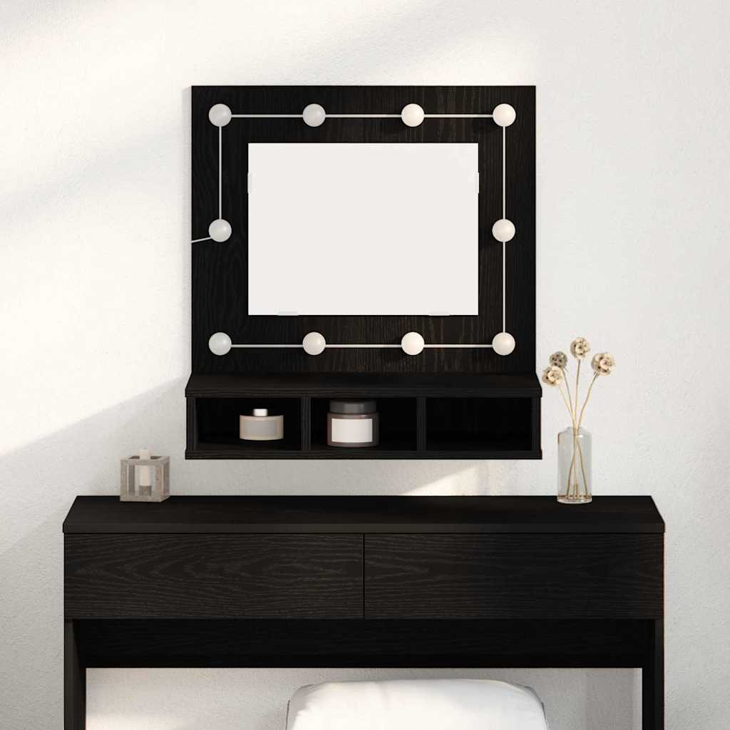Spiegelkast Zwart Eiken 60 x 31,5 x 62 cm Bewerkt hout is nu te koop bij PeponiXL, paradijselijk wonen!