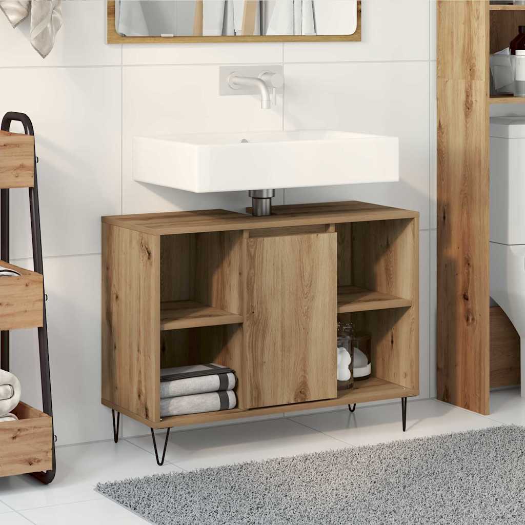 Badkamer Kast Artisan Eiken 80 x 33 x 60 cm Bewerkt hout is nu te koop bij PeponiXL, paradijselijk wonen!