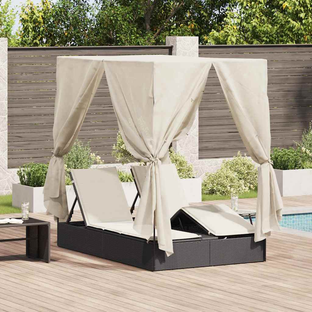 Dubbele ligbed Warmwit 205 x 129 x 200 cm poly rattan is nu te koop bij PeponiXL, paradijselijk wonen!