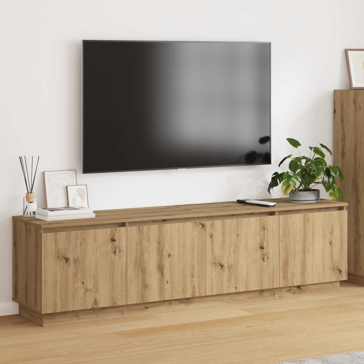 TV-kast 180 x 38 x 49 cm Artisan Eiken Bewerkt hout is nu te koop bij PeponiXL, paradijselijk wonen!