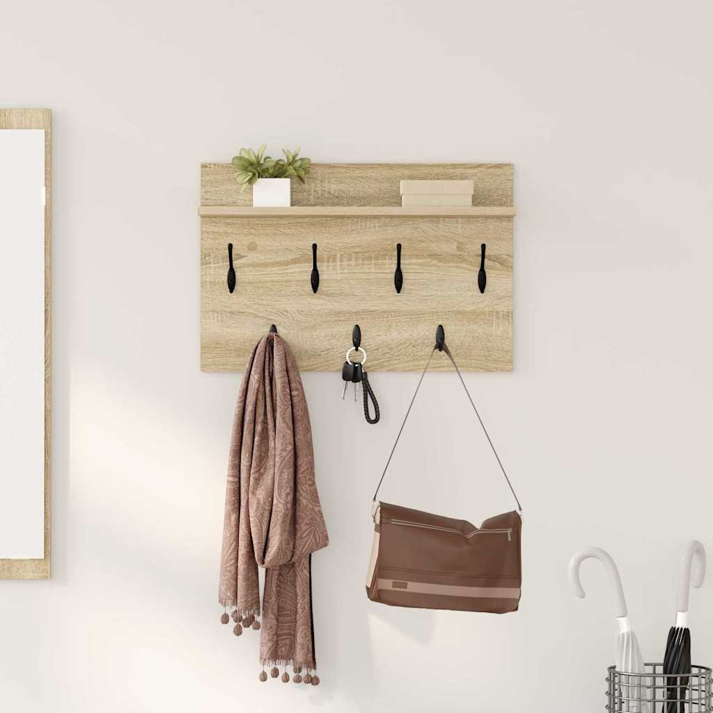 Wandgemonteerde kapstok met plank Sonoma Eiken 60 x 40 x 12 cm is nu te koop bij PeponiXL, paradijselijk wonen!