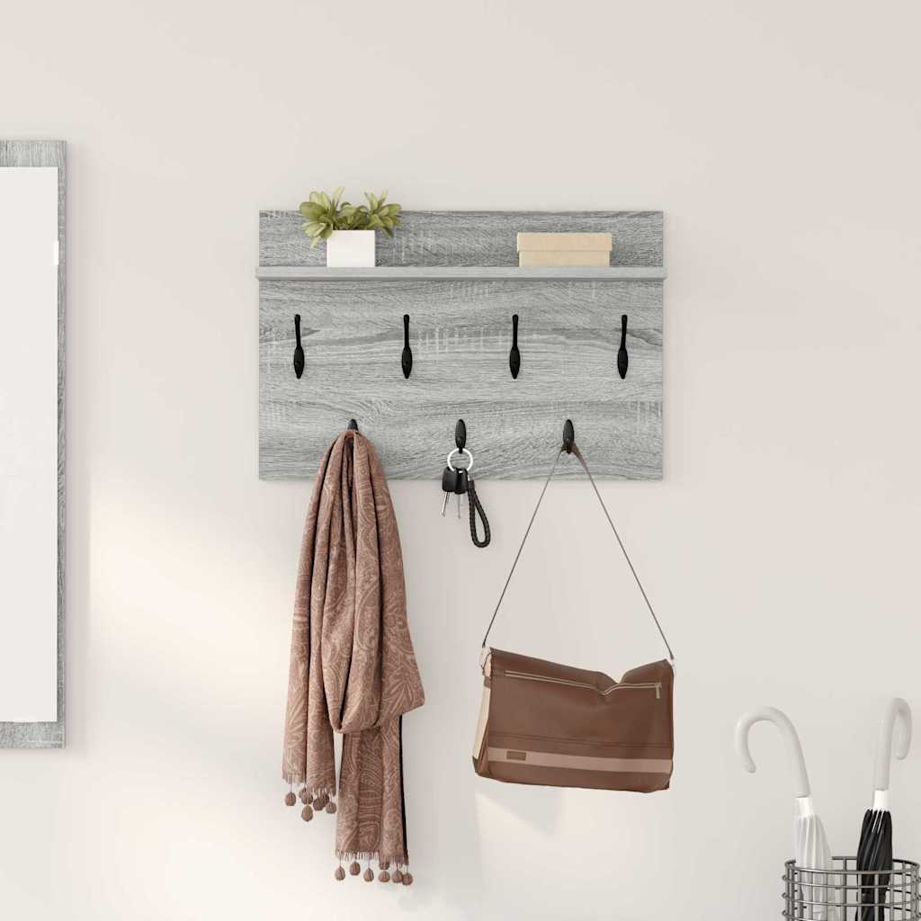 Wandgemonteerde kapstok met plank Grijs Sonoma 60 x 40 x 12 cm is nu te koop bij PeponiXL, paradijselijk wonen!