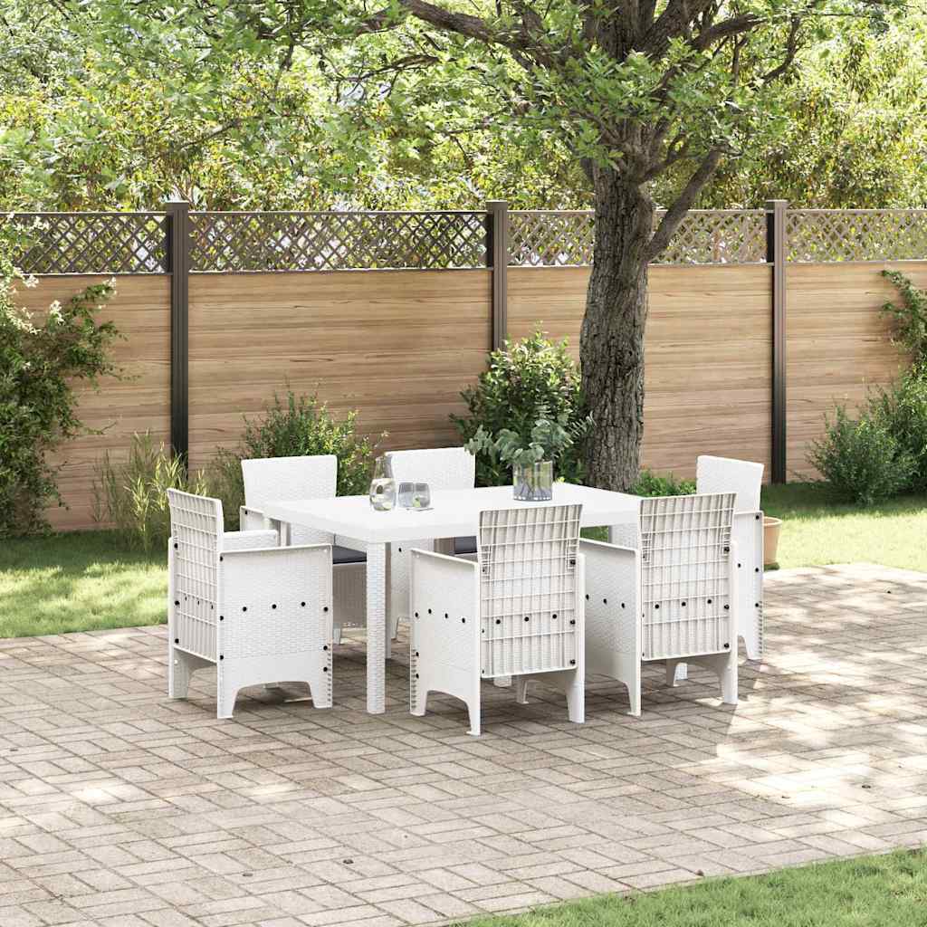 Tuin Eetset 7 pcs Wit Polt riet is nu te koop bij PeponiXL, paradijselijk wonen!