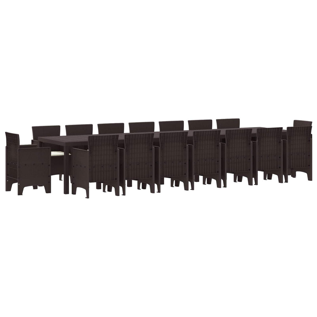 Tuin Eettafelset met kussens met kussen 17 pcs Bruin PP is nu te koop bij PeponiXL, paradijselijk wonen!