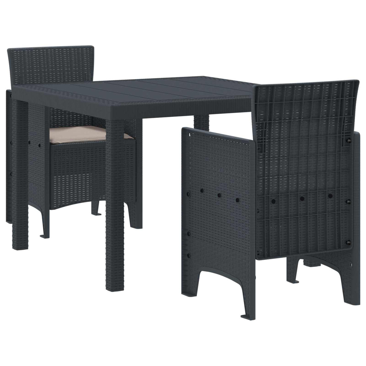 Tuin Eetset 3 pcs Antraciet Polypropyleen is nu te koop bij PeponiXL, paradijselijk wonen!
