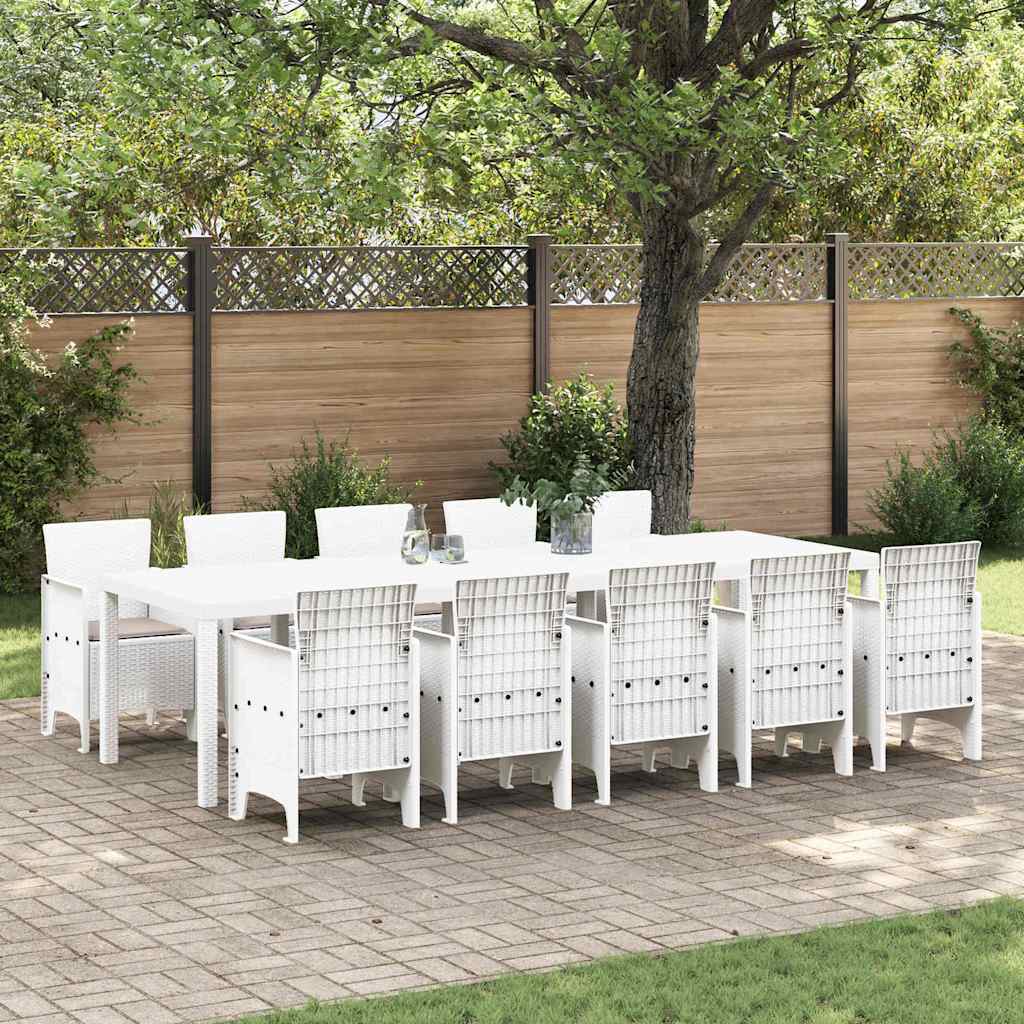 Tuin Eetset met kussen 11 pcs Wit en Taupe Synthetisch riet is nu te koop bij PeponiXL, paradijselijk wonen!