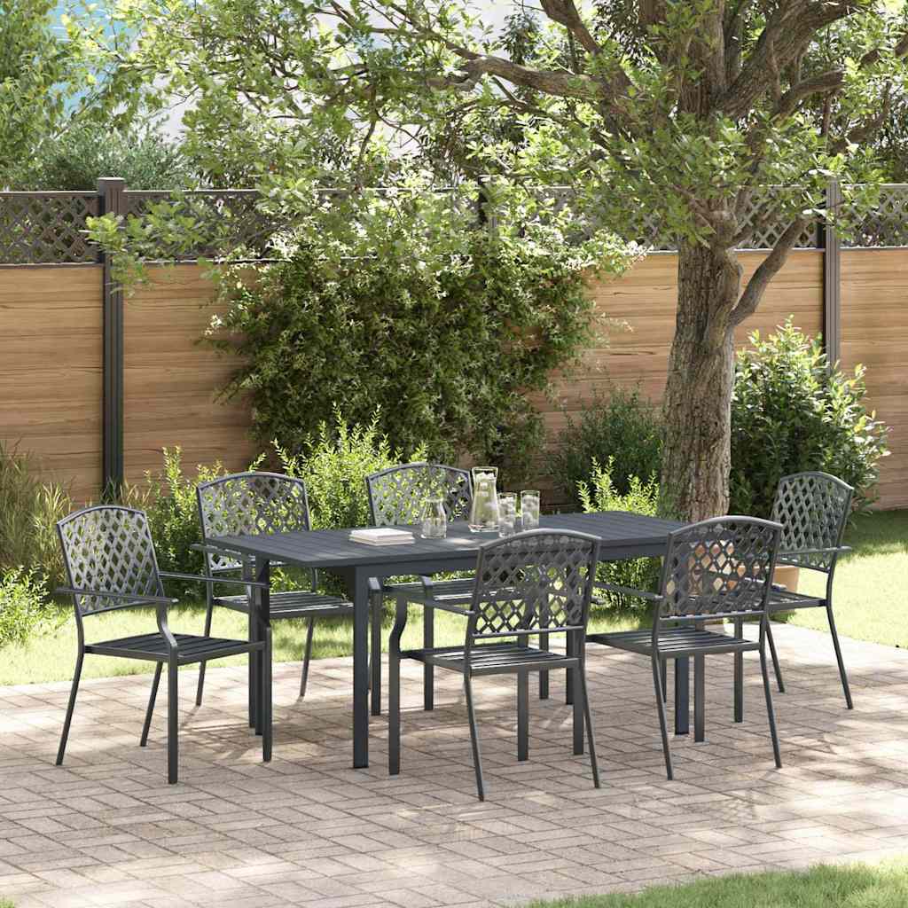 Tuin eettafelset 7 pcs Antraciet Poedercoating staal is nu te koop bij PeponiXL, paradijselijk wonen!