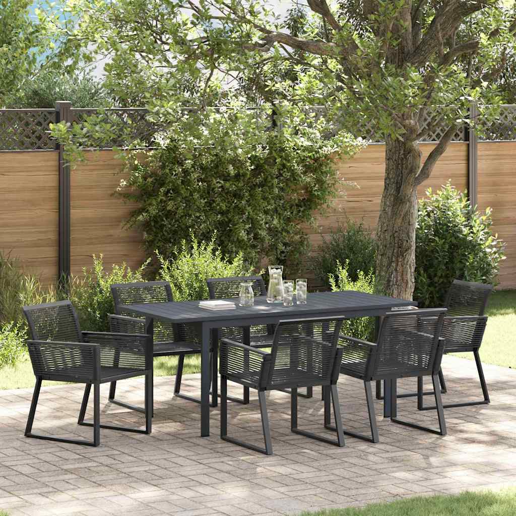 Tuin eettafelset 7 pcs Zwart poly rattan is nu te koop bij PeponiXL, paradijselijk wonen!