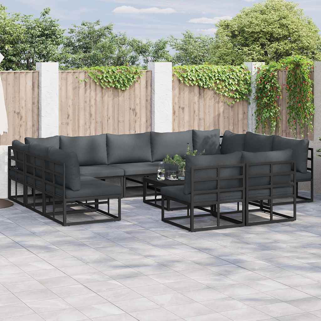 Tuinbankenset met kussen 12 pcs Zwart Aluminium is nu te koop bij PeponiXL, paradijselijk wonen!