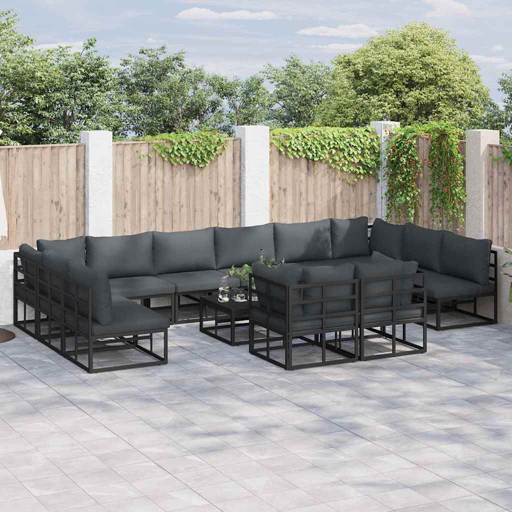 Tuinbankenset met kussen 13 pcs Zwart Aluminium is nu te koop bij PeponiXL, paradijselijk wonen!