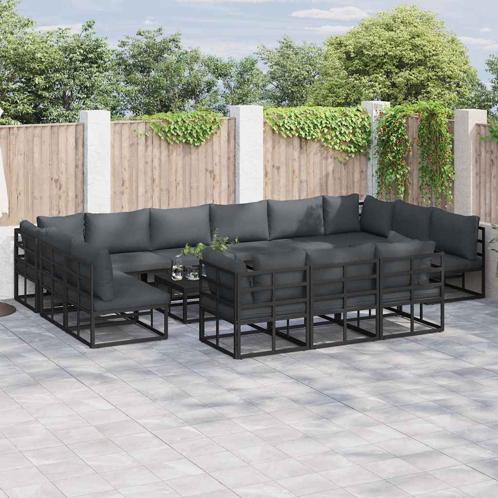 Tuinbankenset met kussen 14 pcs Zwart Aluminium is nu te koop bij PeponiXL, paradijselijk wonen!