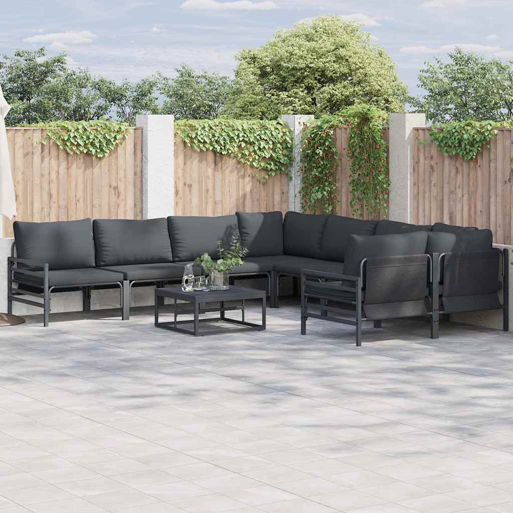 Tuinbankenset met kussen 9 pcs Zwart Staal is nu te koop bij PeponiXL, paradijselijk wonen!