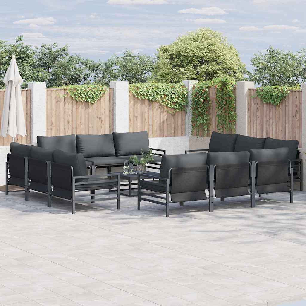 Tuinbankenset met kussen 13 pcs Zwart Staal is nu te koop bij PeponiXL, paradijselijk wonen!