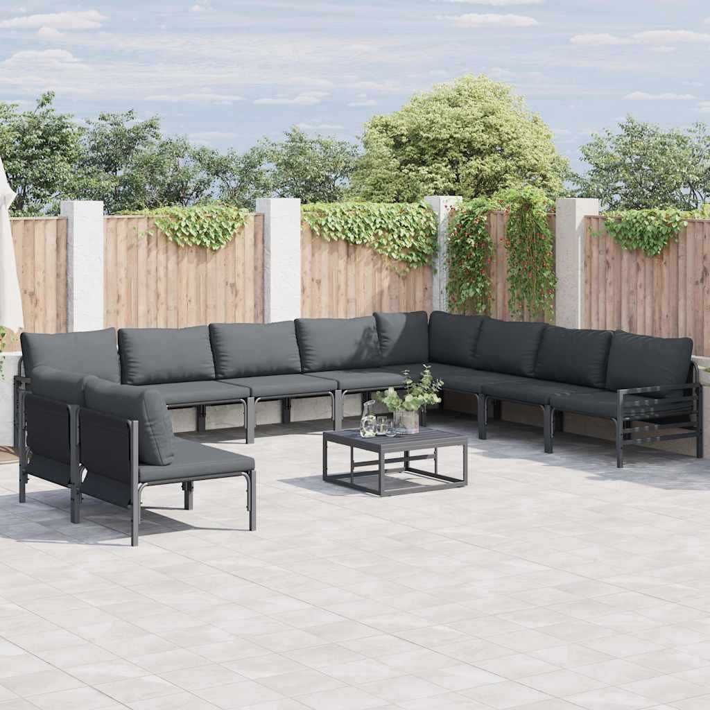 Tuinbankenset met kussen 11 pcs Zwart Staal is nu te koop bij PeponiXL, paradijselijk wonen!