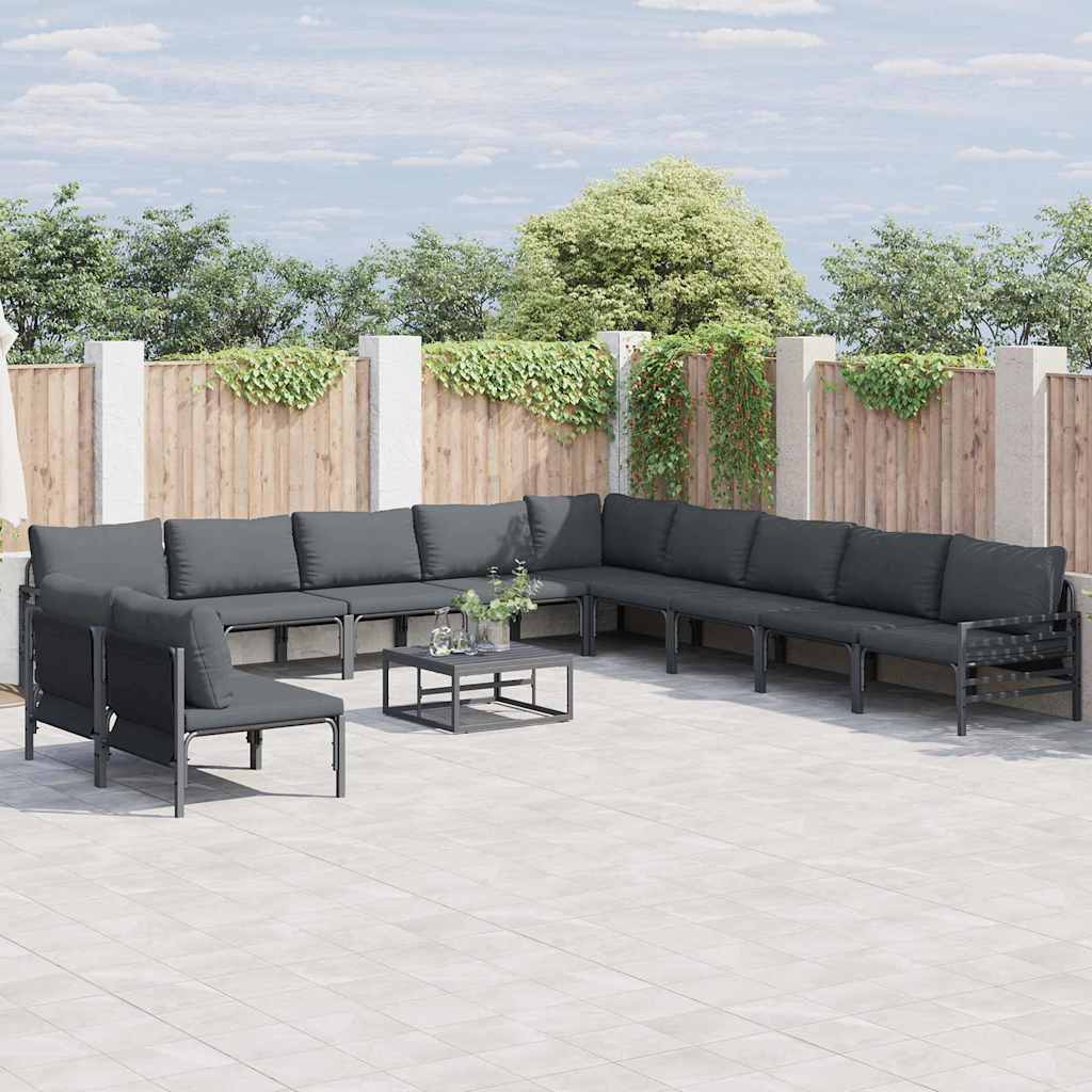 Tuinbankenset met kussen 12 pcs Zwart Staal is nu te koop bij PeponiXL, paradijselijk wonen!