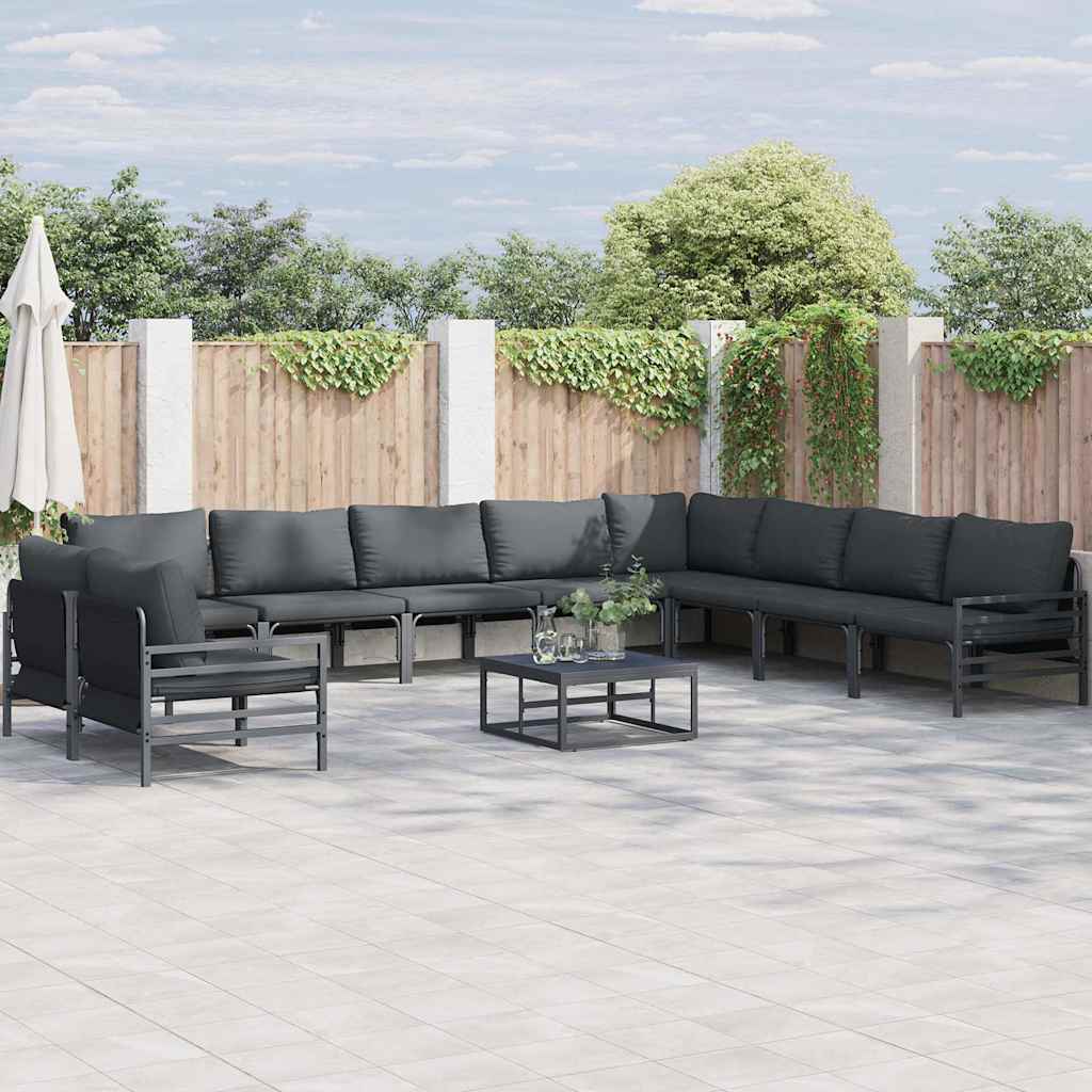 Tuinbankenset met kussen 10 pcs Zwart Staal is nu te koop bij PeponiXL, paradijselijk wonen!