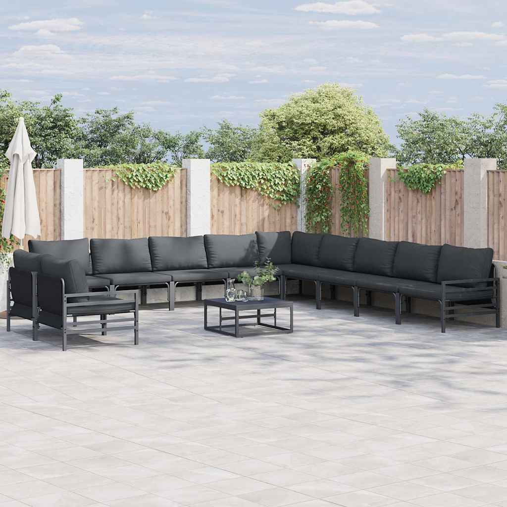 Tuinbankenset met kussen 12 pcs Zwart Staal is nu te koop bij PeponiXL, paradijselijk wonen!