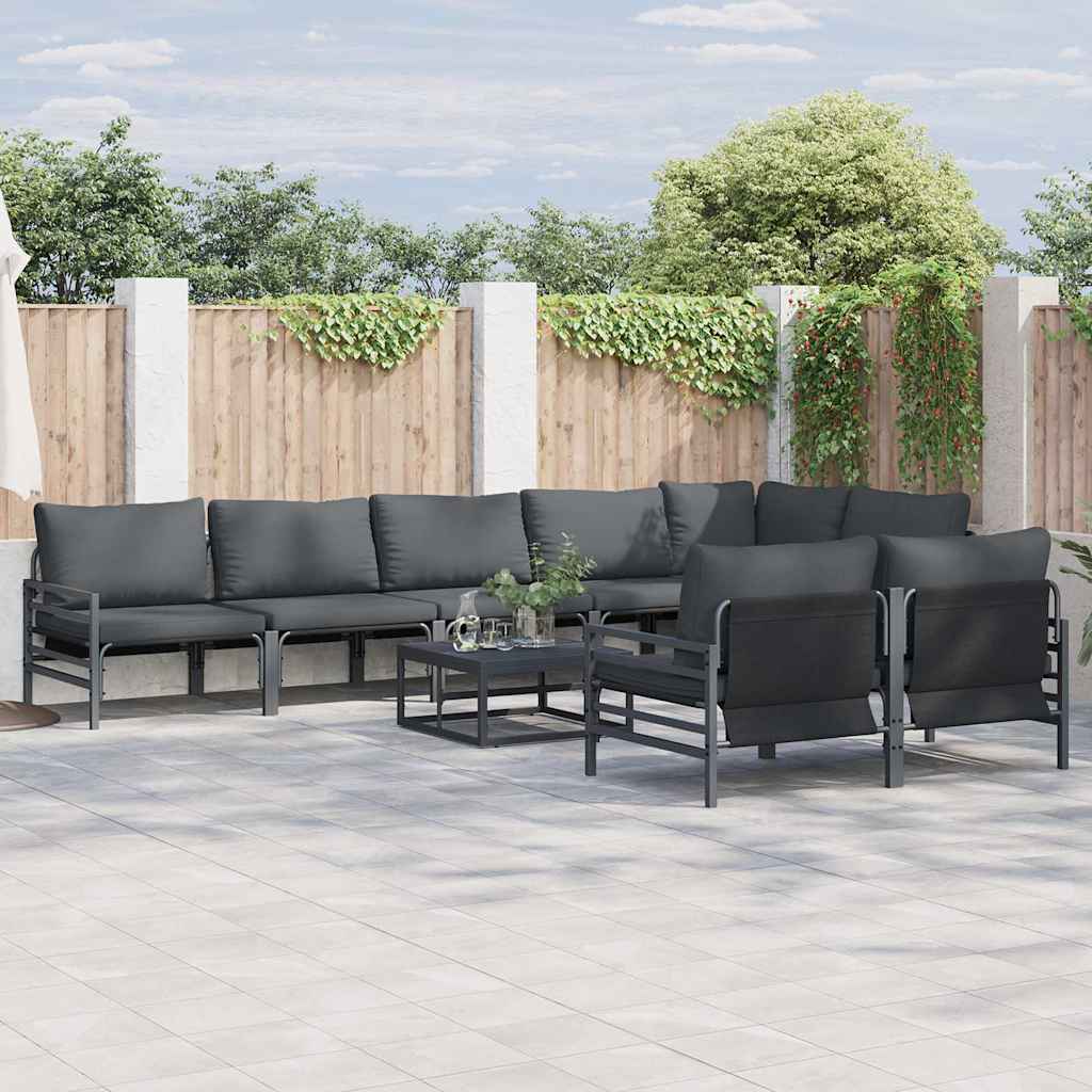 Tuinbankenset met kussen 9 pcs Zwart Staal is nu te koop bij PeponiXL, paradijselijk wonen!