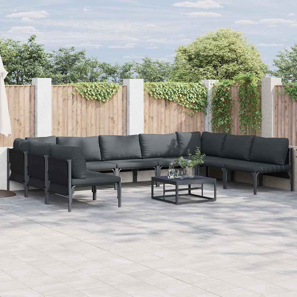 Tuinbankenset met kussen 10 pcs Zwart Staal is nu te koop bij PeponiXL, paradijselijk wonen!