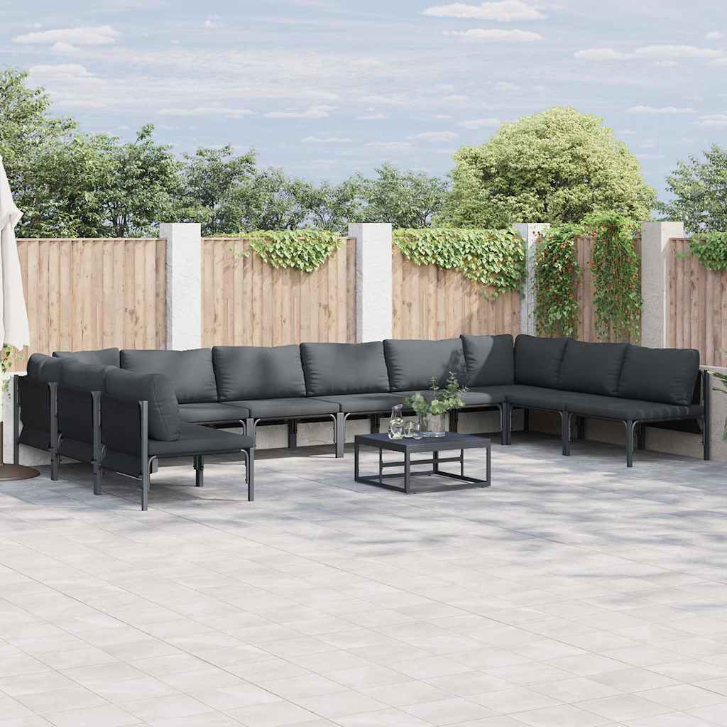 Tuinbankenset met kussen 11 pcs Zwart Staal is nu te koop bij PeponiXL, paradijselijk wonen!