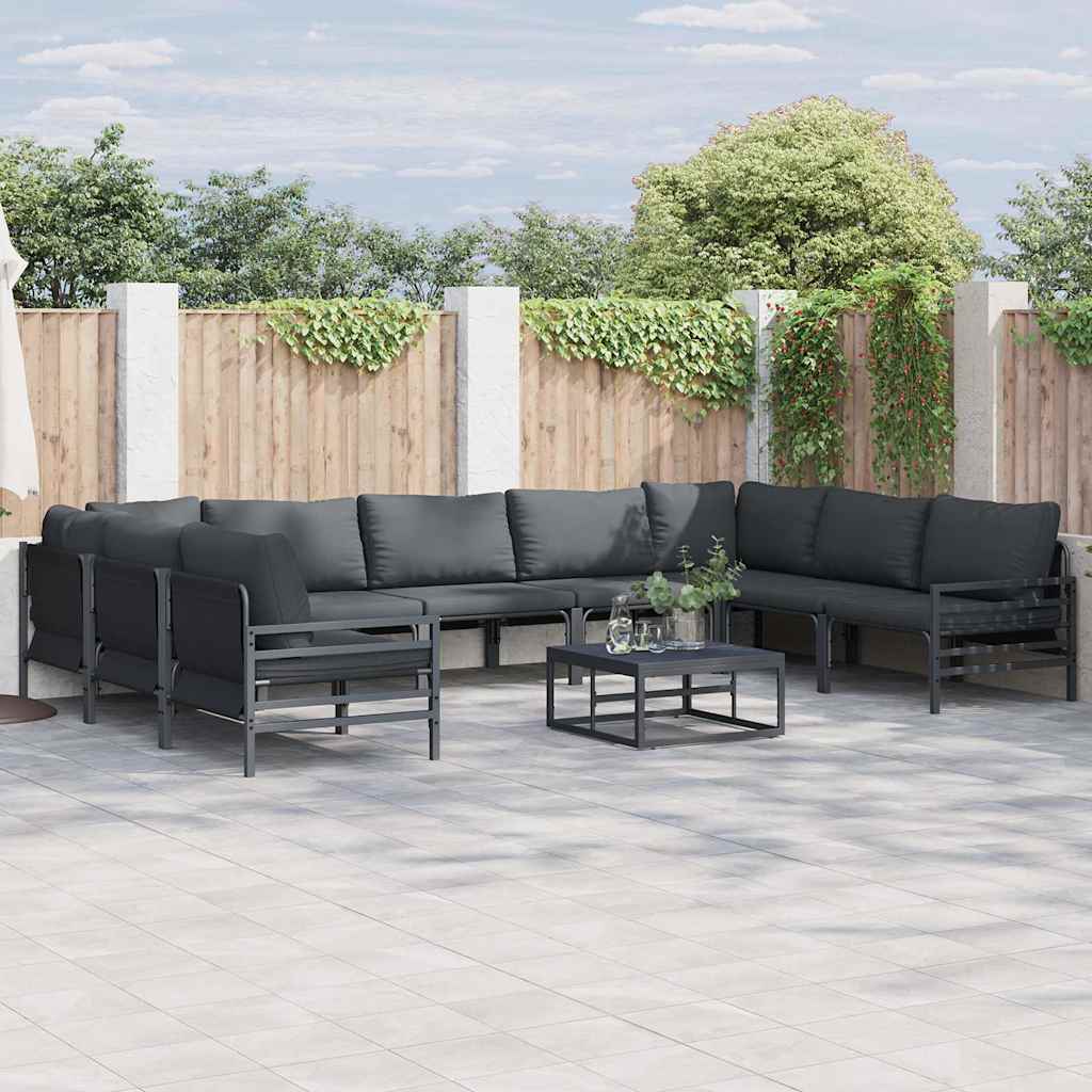 Tuinbankenset met kussen 10 pcs Zwart Staal is nu te koop bij PeponiXL, paradijselijk wonen!