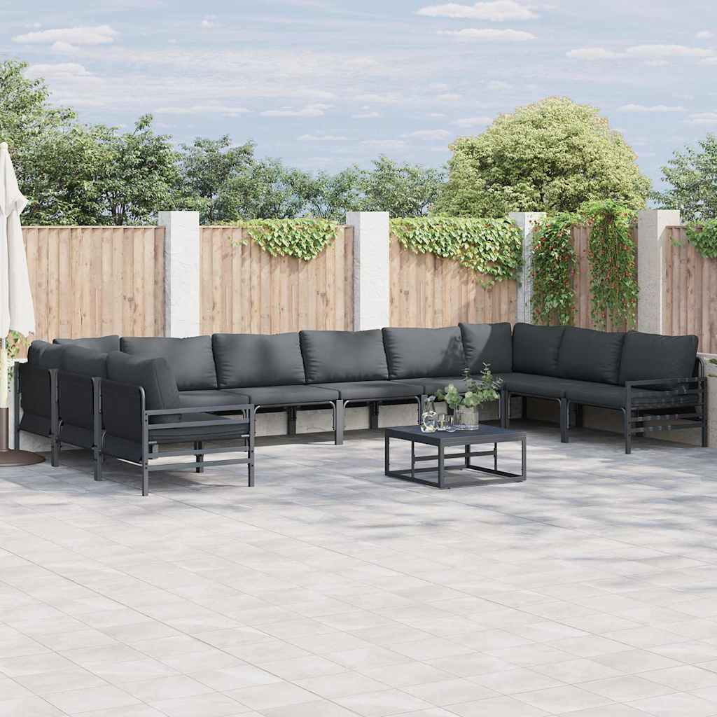 Tuinbankenset met kussen 11 pcs Zwart Staal is nu te koop bij PeponiXL, paradijselijk wonen!