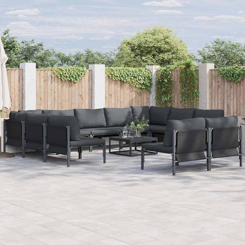 Tuinbankenset met kussen 11 pcs Zwart Staal is nu te koop bij PeponiXL, paradijselijk wonen!