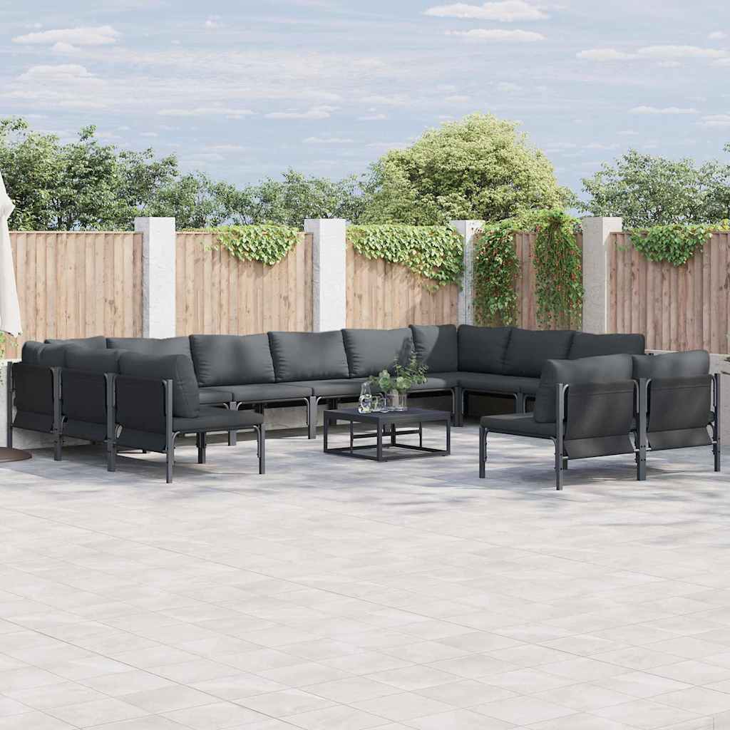 Tuinbankenset met kussen 13 pcs Zwart Staal is nu te koop bij PeponiXL, paradijselijk wonen!